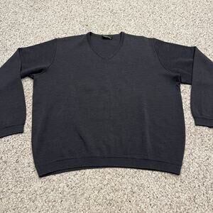 St. Croix 100% Wool Men's V Neck Sweater Sz L Dark Gray Casual Quiet Luxury